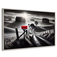 Cuadros Decorativos Canvas Revolution | Buzon En La Pradera | Rectangular | Portada | Marco Plateado