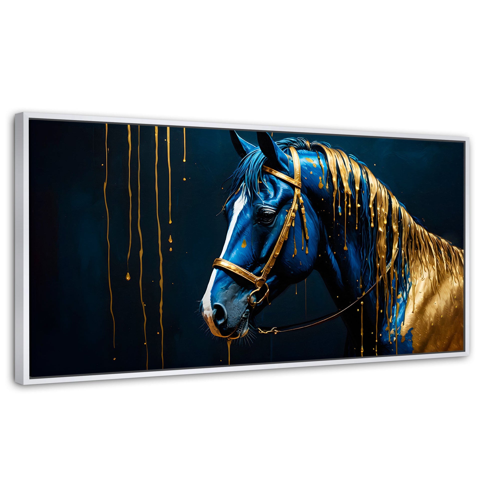 Cuadros Decorativos Canvas Revolution | Caballo Celestial | Panoramico | Portada | Marco Dorado