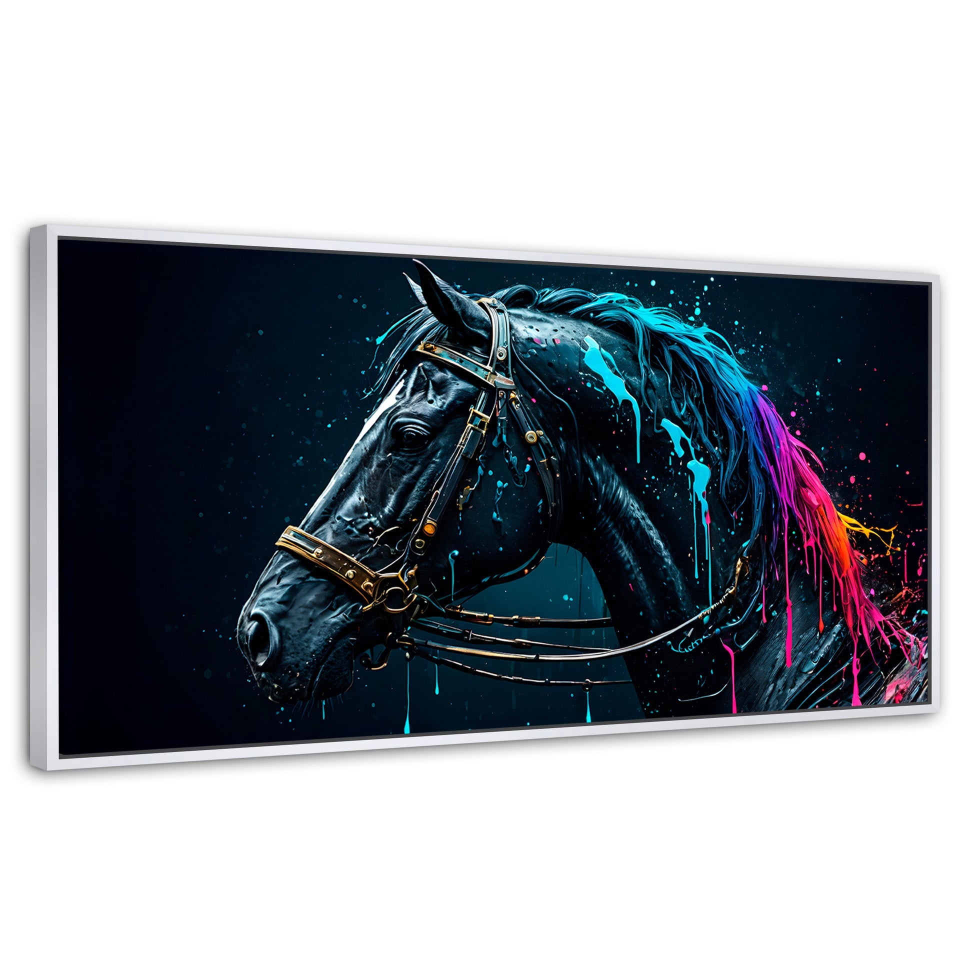 Cuadros Decorativos Canvas Revolution | Caballo Cosmico | Panoramico | Portada | Marco Dorado