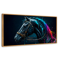 Cuadros Decorativos Canvas Revolution | Caballo Cosmico | Panoramico | Portada | Marco Negro