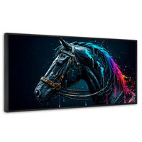 Cuadros Decorativos Canvas Revolution | Caballo Cosmico | Panoramico | Portada | Marco Plateado