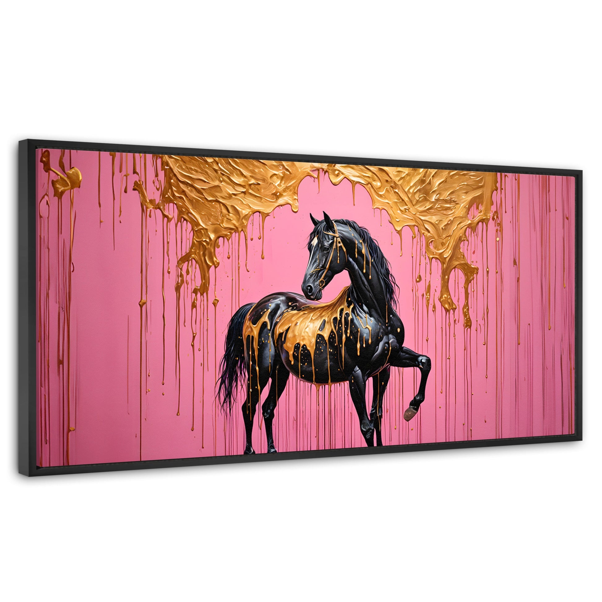 Cuadros Decorativos Canvas Revolution | Caballo Oro Rosa | Panoramico | Portada