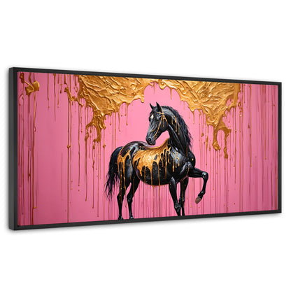 Cuadros Decorativos Canvas Revolution | Caballo Oro Rosa | Panoramico | Portada