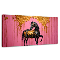 Cuadros Decorativos Canvas Revolution | Caballo Oro Rosa | Panoramico | Portada