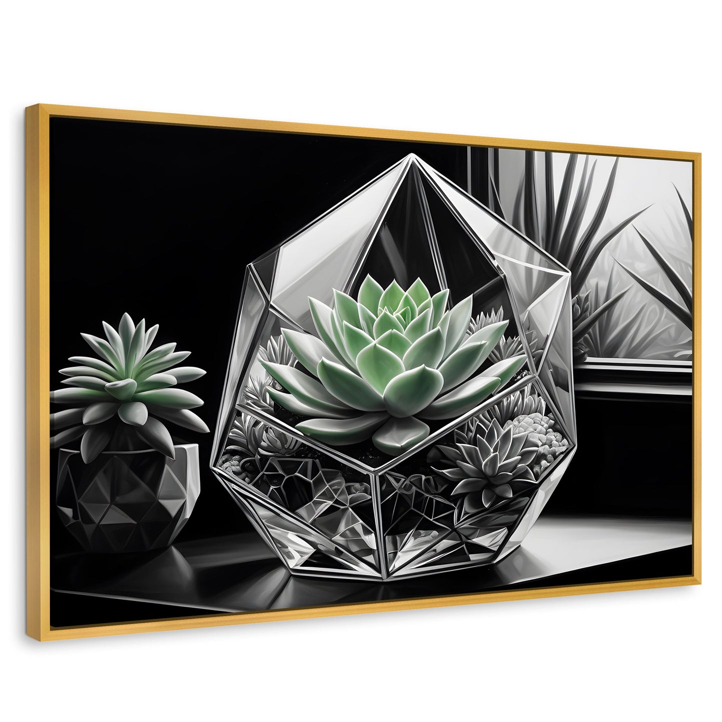 Cuadros Decorativos Canvas Revolution | Cactus Esmeralda | Rectangular | Portada | Marco Dorado