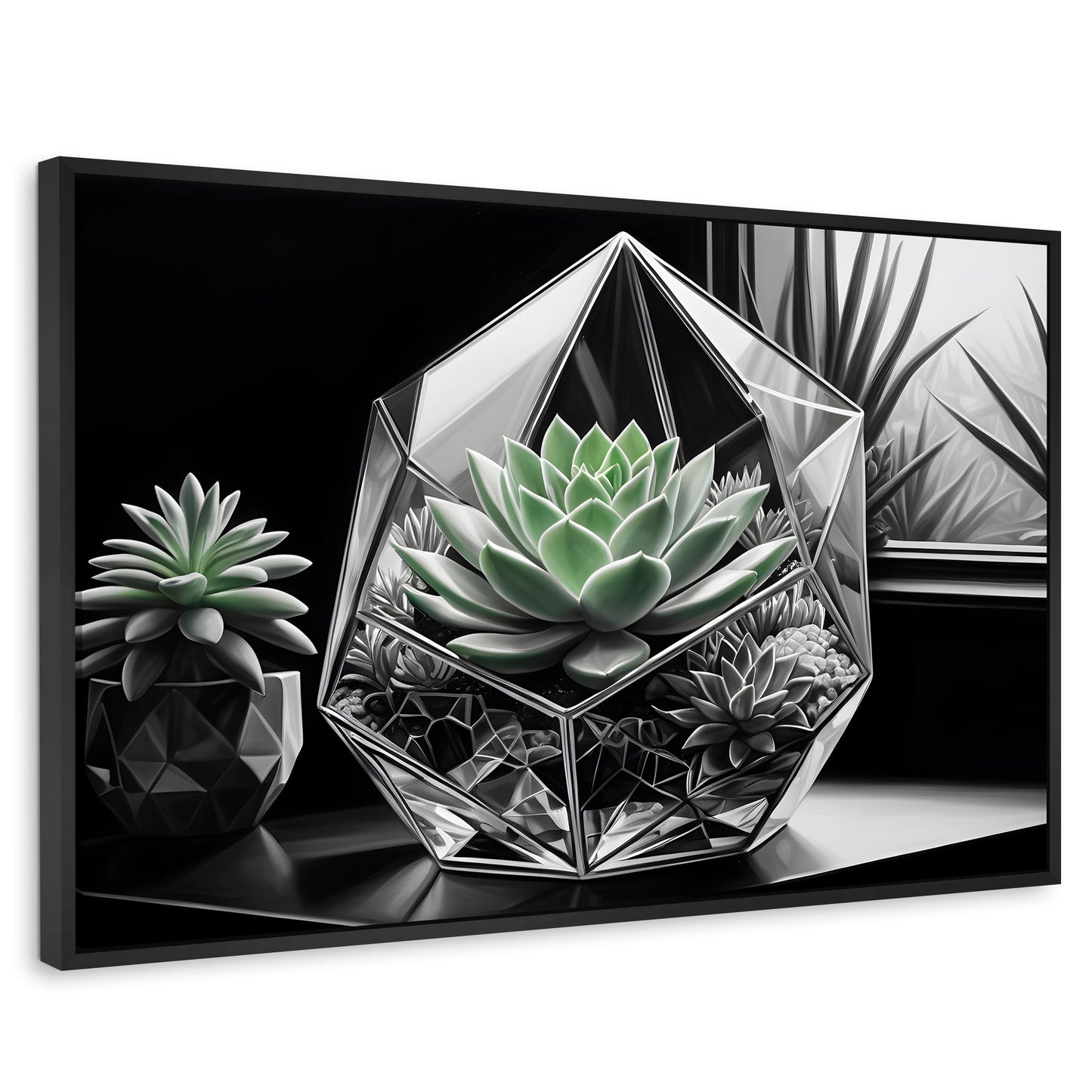 Cuadros Decorativos Canvas Revolution | Cactus Esmeralda | Rectangular | Portada | Marco Negro