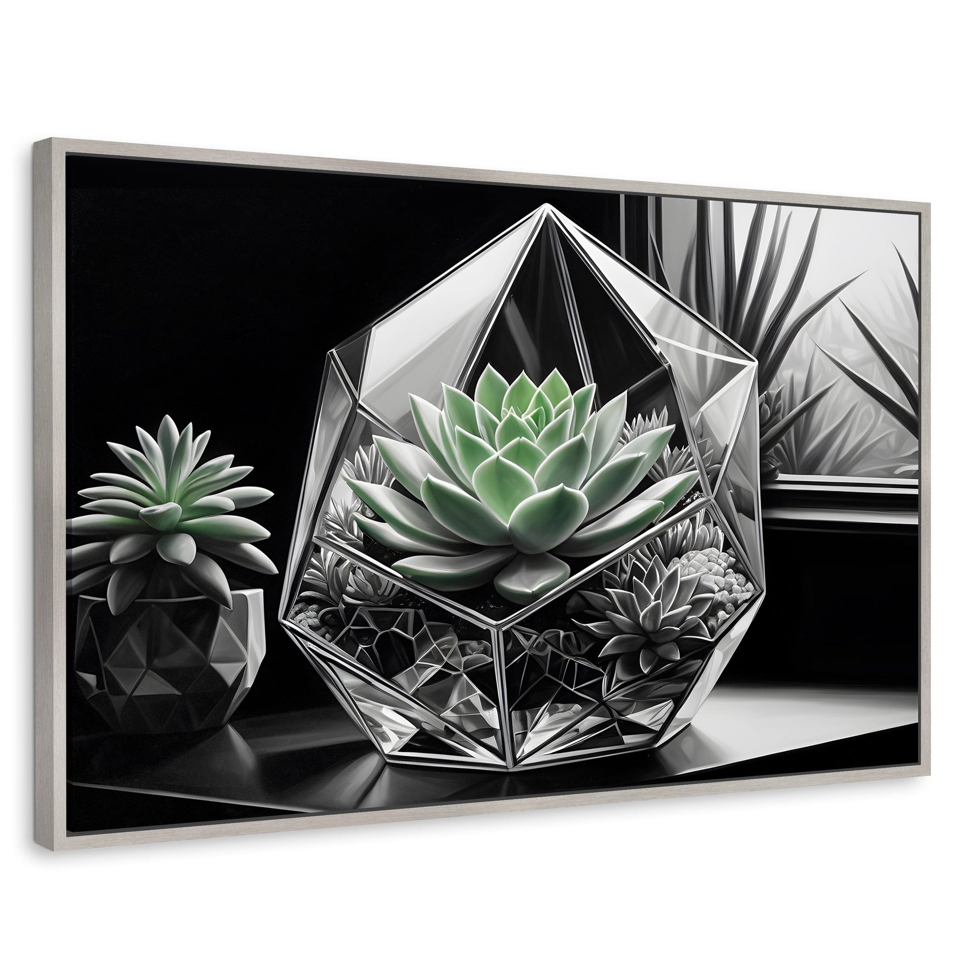 Cuadros Decorativos Canvas Revolution | Cactus Esmeralda | Rectangular | Portada | Marco Plateado