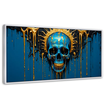 Cuadros Decorativos Canvas Revolution | Calavera Zafiro | Panoramico | Portada | Marco Dorado