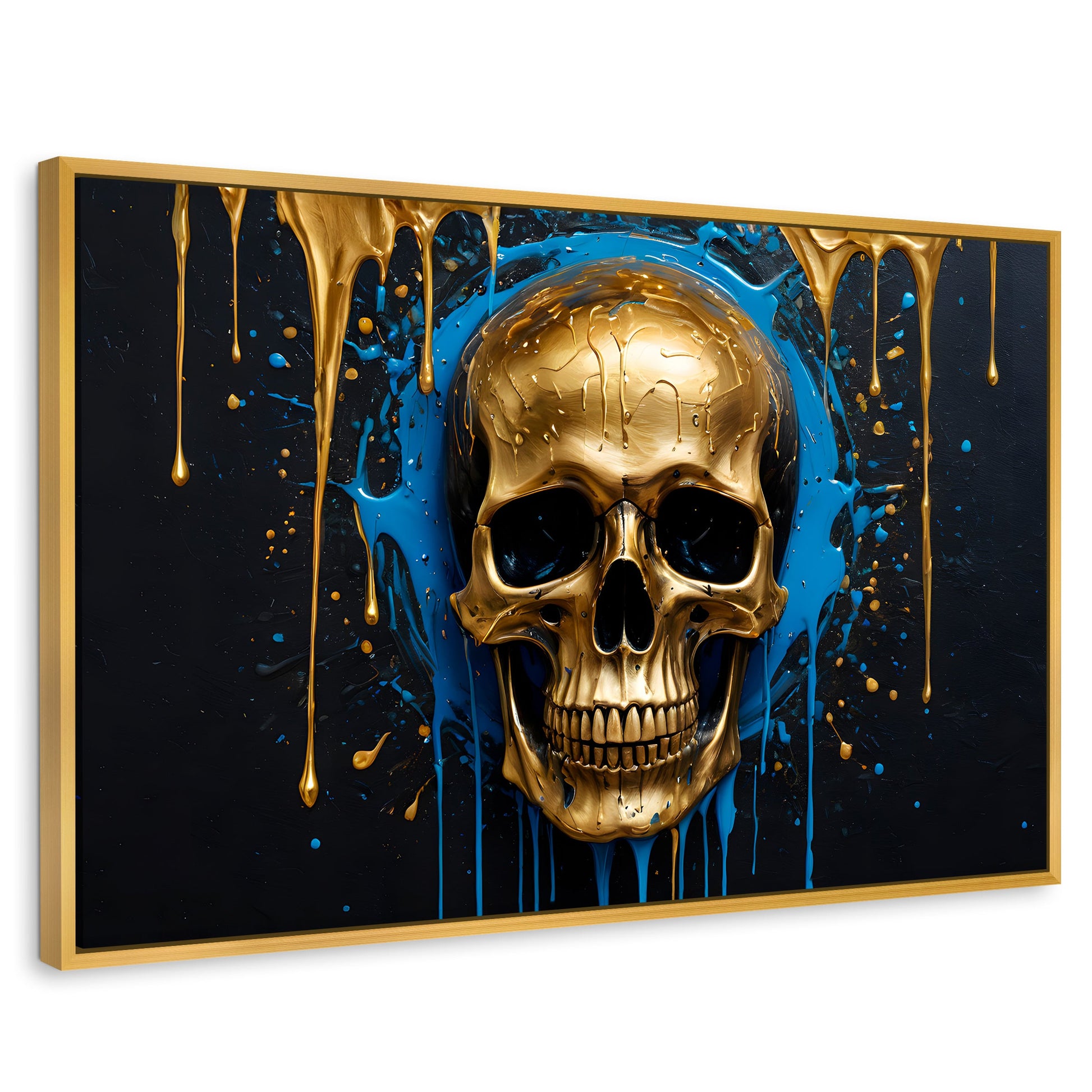 Cuadros Decorativos Canvas Revolution | Calvera Azul Dorado | Rectangular | Portada | Marco Dorado
