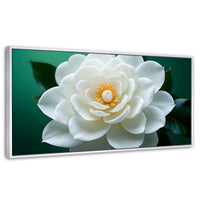 Cuadros Decorativos Canvas Revolution | Camelia Eterna Flor | Panoramico | Portada | Marco Blanco