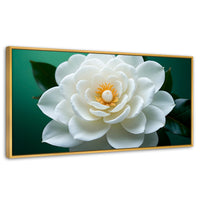 Cuadros Decorativos Canvas Revolution | Camelia Eterna Flor | Panoramico | Portada | Marco Dorado