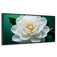 Cuadros Decorativos Canvas Revolution | Camelia Eterna Flor | Panoramico | Portada | Marco Negro