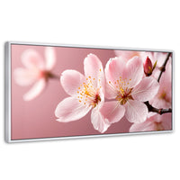 Cuadros Decorativos Canvas Revolution | Cerezo Rosado Flor | Panoramico | Portada | Marco Blanco