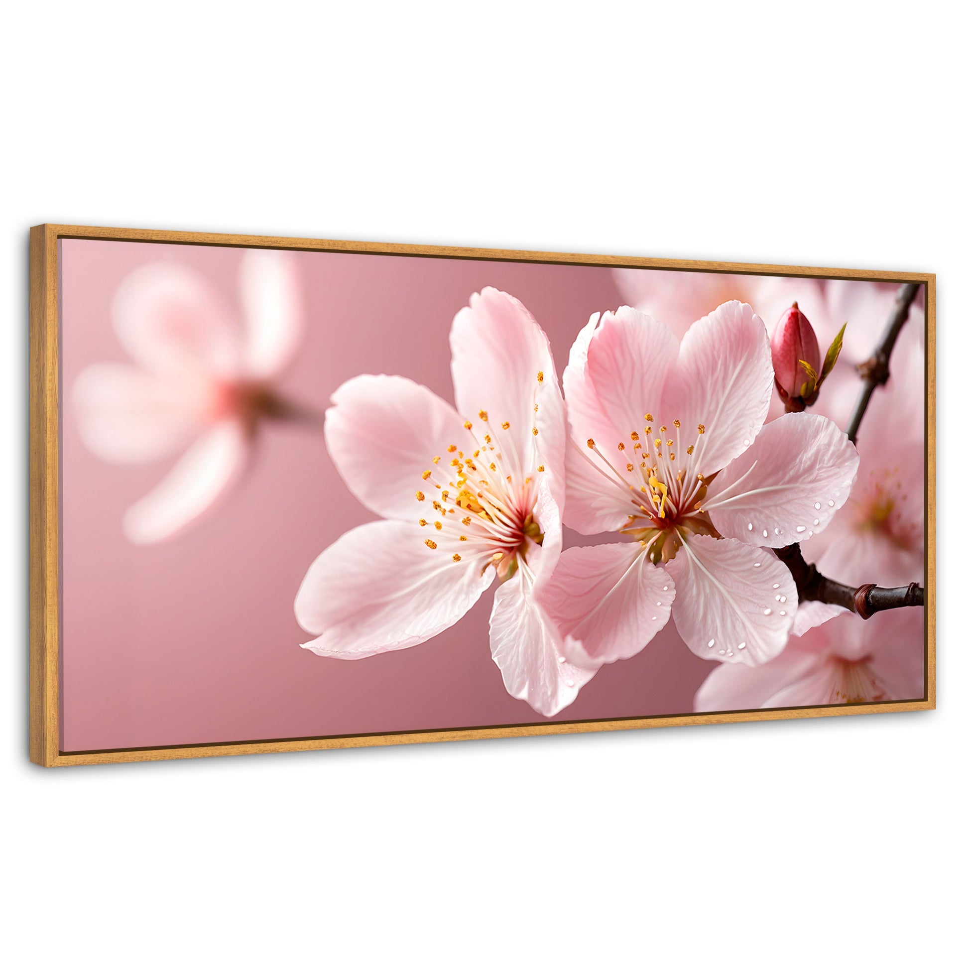 Cuadros Decorativos Canvas Revolution | Cerezo Rosado Flor | Panoramico | Portada | Marco Madera
