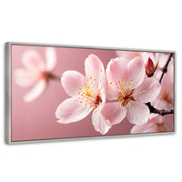 Cuadros Decorativos Canvas Revolution | Cerezo Rosado Flor | Panoramico | Portada | Marco Plateado