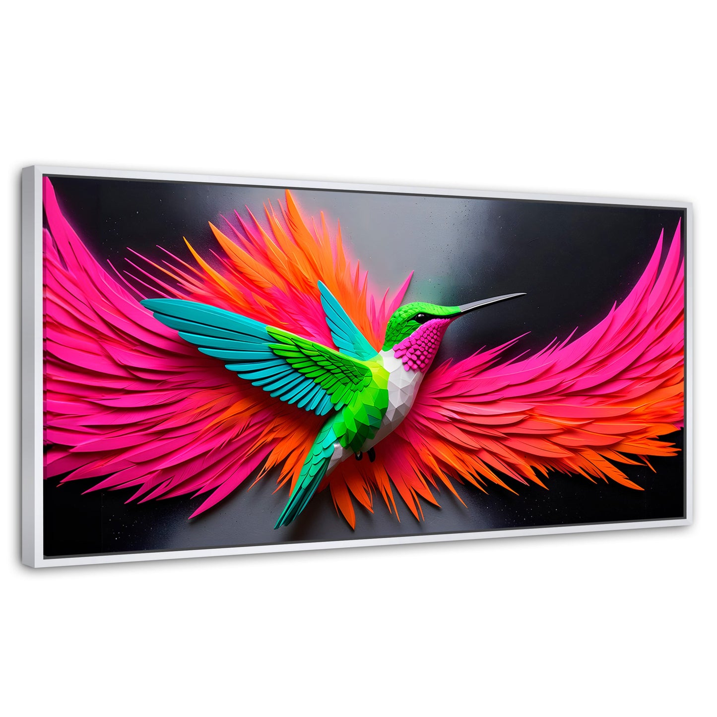 Cuadros Decorativos Canvas Revolution | Colibri Arcoiris | Panoramico | Portada | Marco Dorado