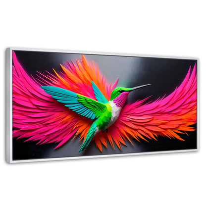 Cuadros Decorativos Canvas Revolution | Colibri Arcoiris | Panoramico | Portada | Marco Dorado