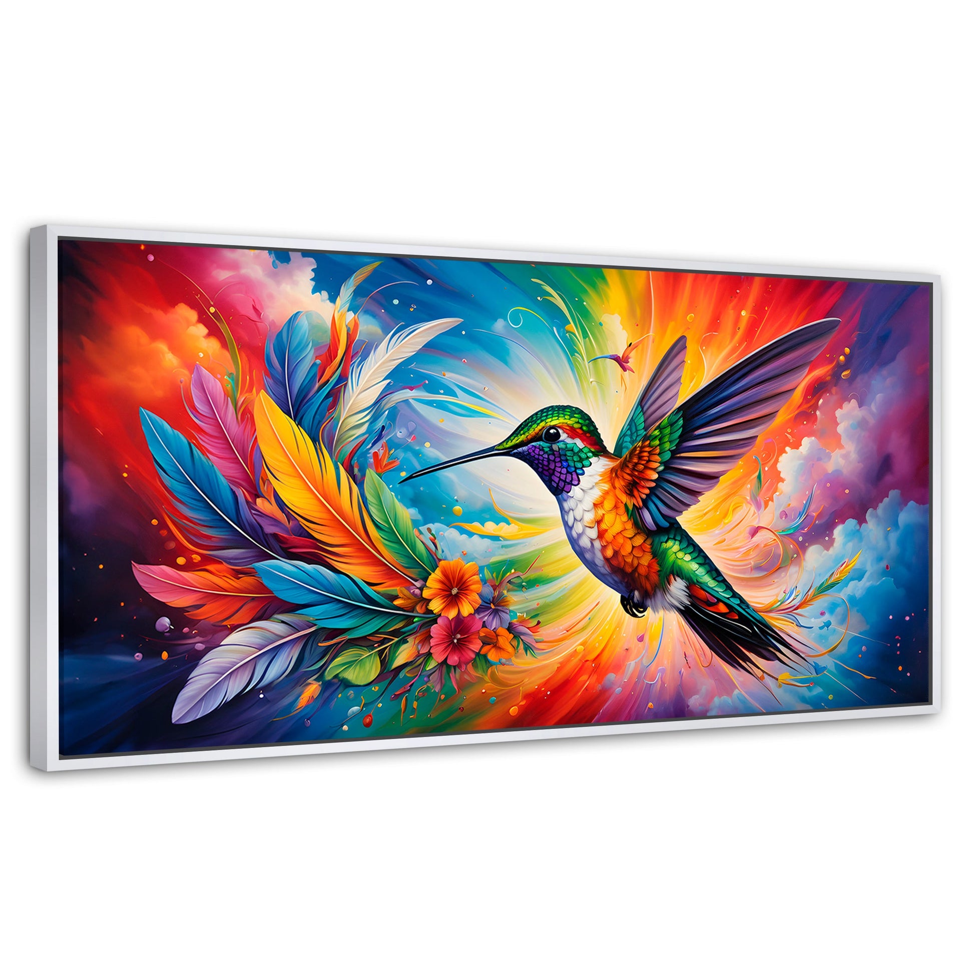 Cuadros Decorativos Canvas Revolution | Colibri Celestial | Panoramico | Portada | Marco Dorado