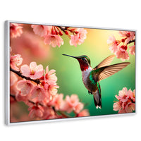 Cuadros Decorativos Canvas Revolution | Colibri Danza Flor | Rectangular | Portada | Marco Blanco