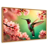 Cuadros Decorativos Canvas Revolution | Colibri Danza Flor | Rectangular | Portada | Marco Madera