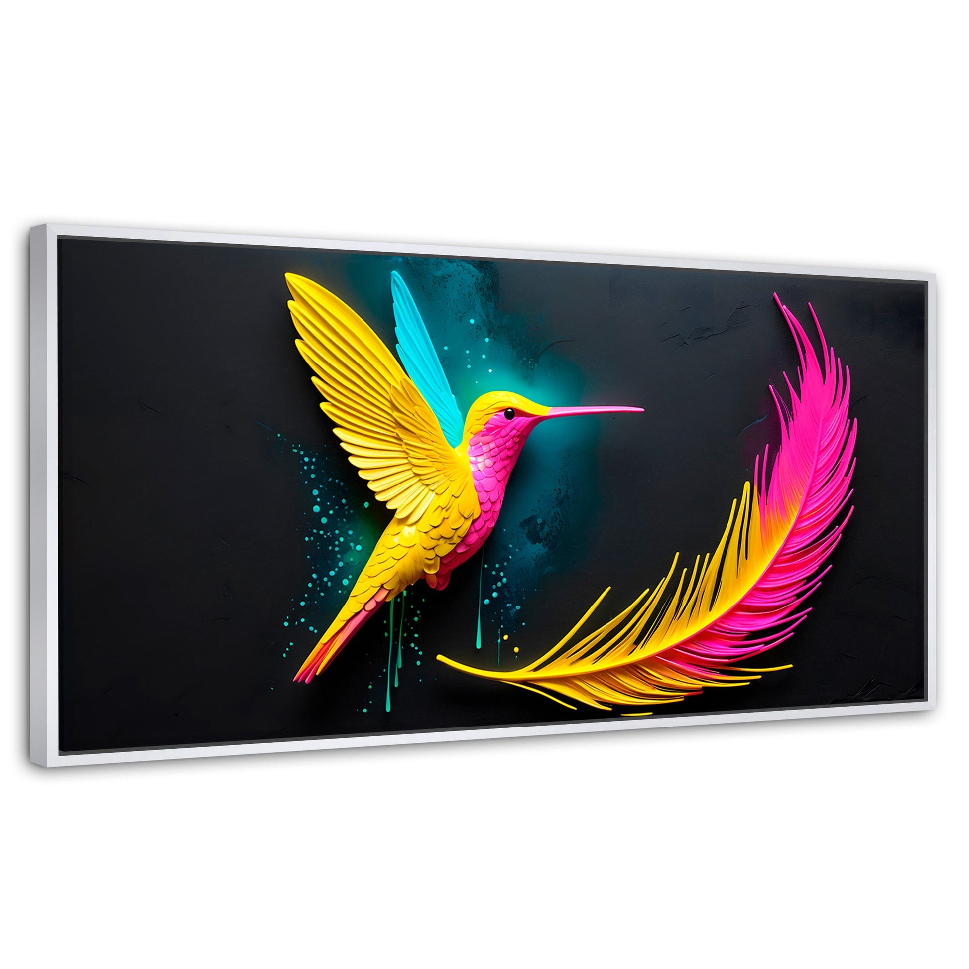 Cuadros Decorativos Canvas Revolution | Colibri De Luz | Panoramico | Portada | Marco Dorado