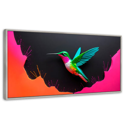 Cuadros Decorativos Canvas Revolution | Colibri En Colores | Panoramico | Portada | Marco Blanco