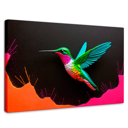 Cuadros Decorativos Canvas Revolution | Colibri En Colores | Rectangular | Portada | Marco SinMarco