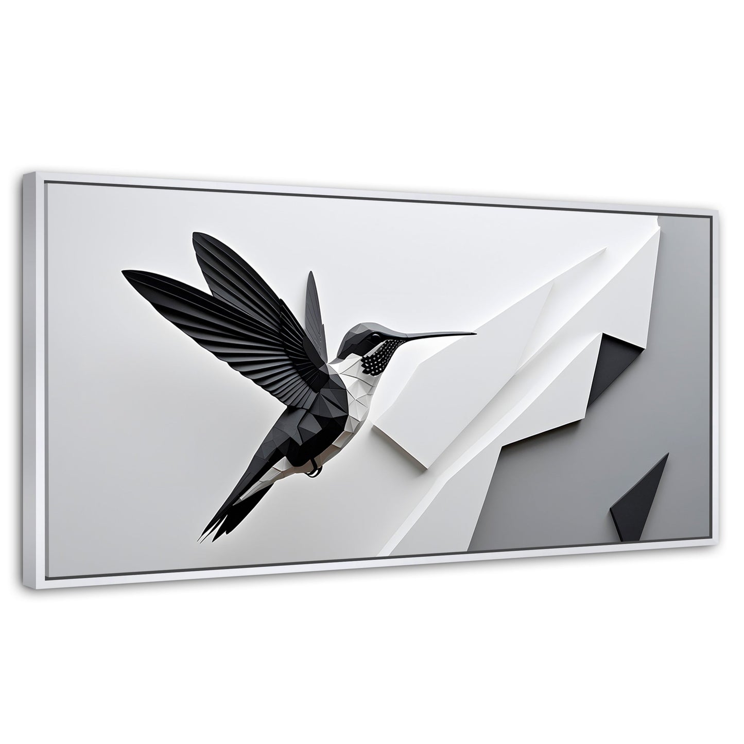Cuadros Decorativos Canvas Revolution | Colibri Geometrico | Panoramico | Portada | Marco Dorado