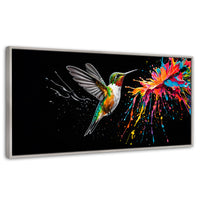 Cuadros Decorativos Canvas Revolution | Colibri Luminoso | Panoramico | Portada | Marco Blanco