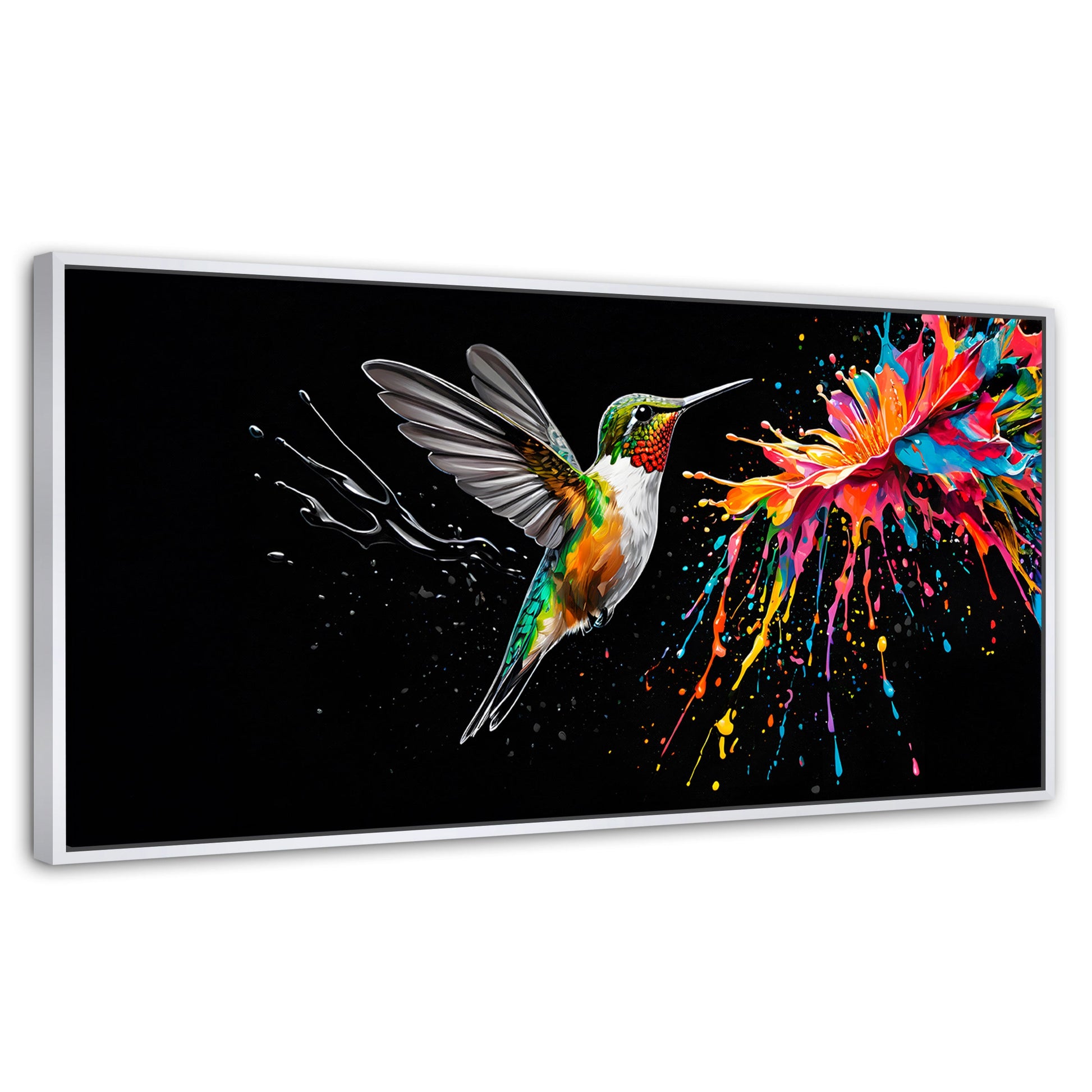 Cuadros Decorativos Canvas Revolution | Colibri Luminoso | Panoramico | Portada | Marco Dorado