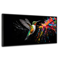 Cuadros Decorativos Canvas Revolution | Colibri Luminoso | Panoramico | Portada | Marco Plateado