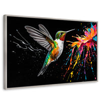 Cuadros Decorativos Canvas Revolution | Colibri Luminoso | Rectangular | Portada | Marco Plateado