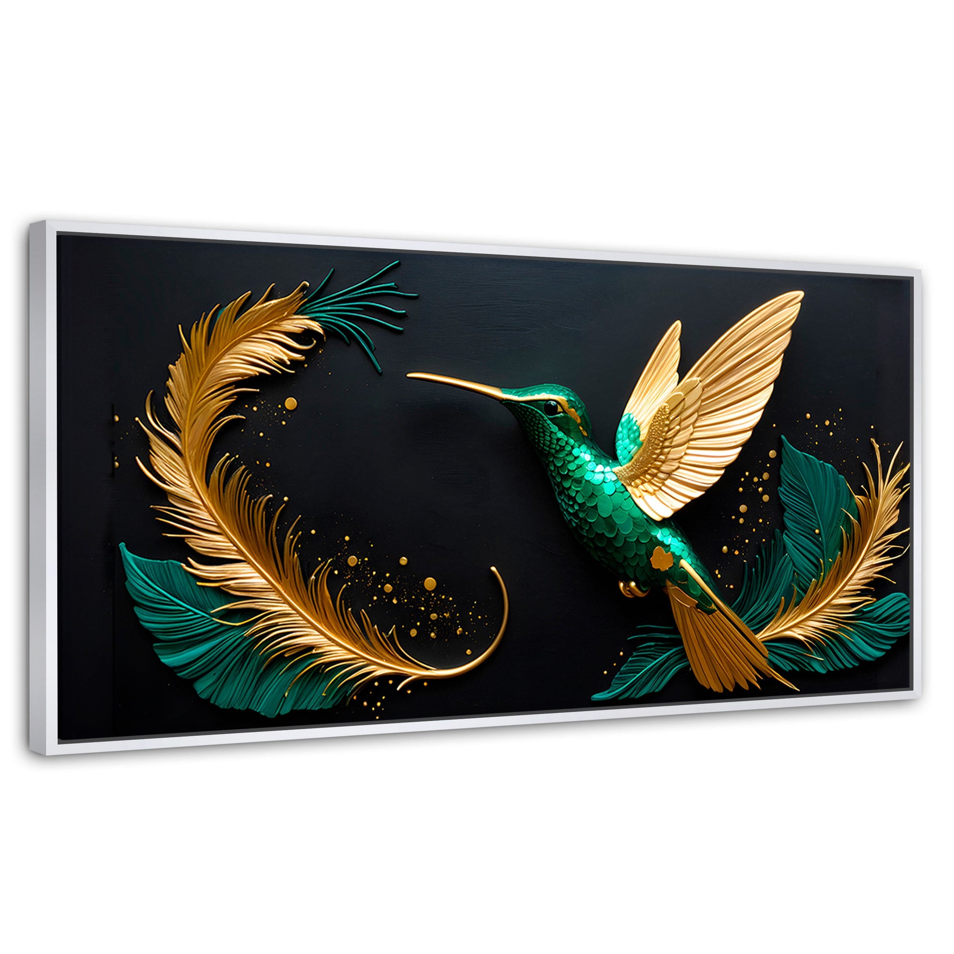 Cuadros Decorativos Canvas Revolution | Colibri Magico | Panoramico | Portada | Marco Dorado