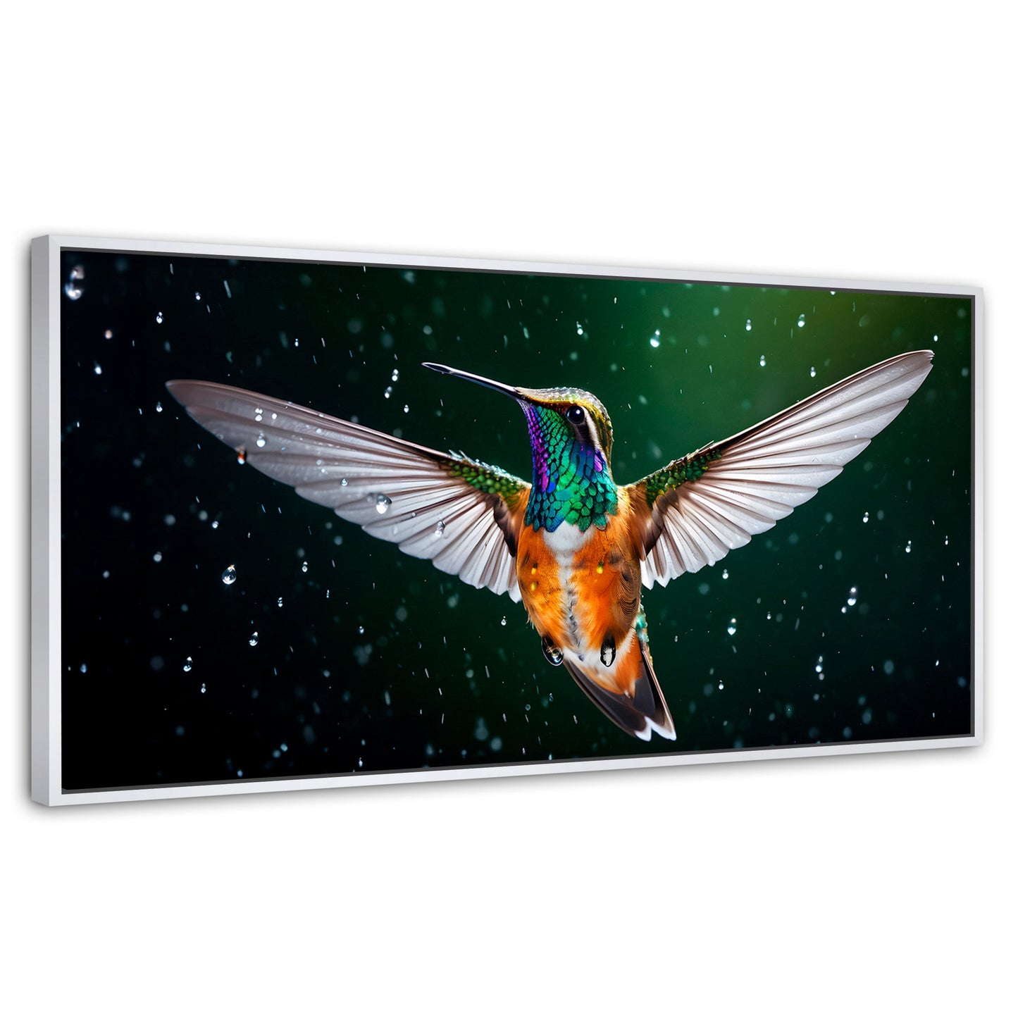 Cuadros Decorativos Canvas Revolution | Colibri Nocturno | Panoramico | Portada | Marco Dorado