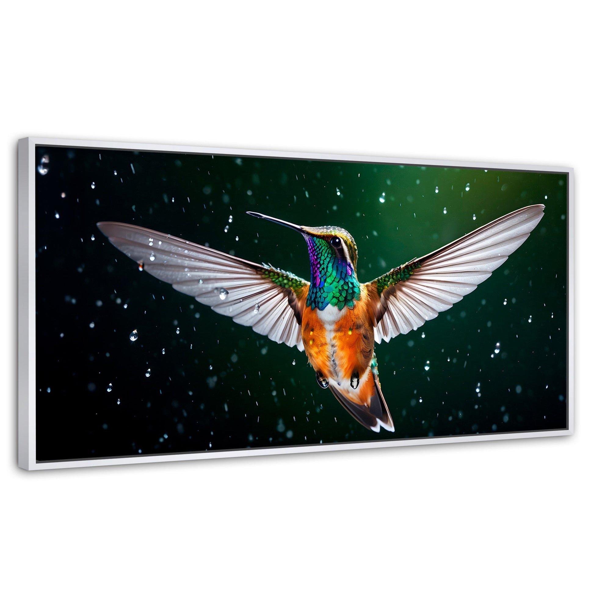Cuadros Decorativos Canvas Revolution | Colibri Nocturno | Panoramico | Portada | Marco Dorado