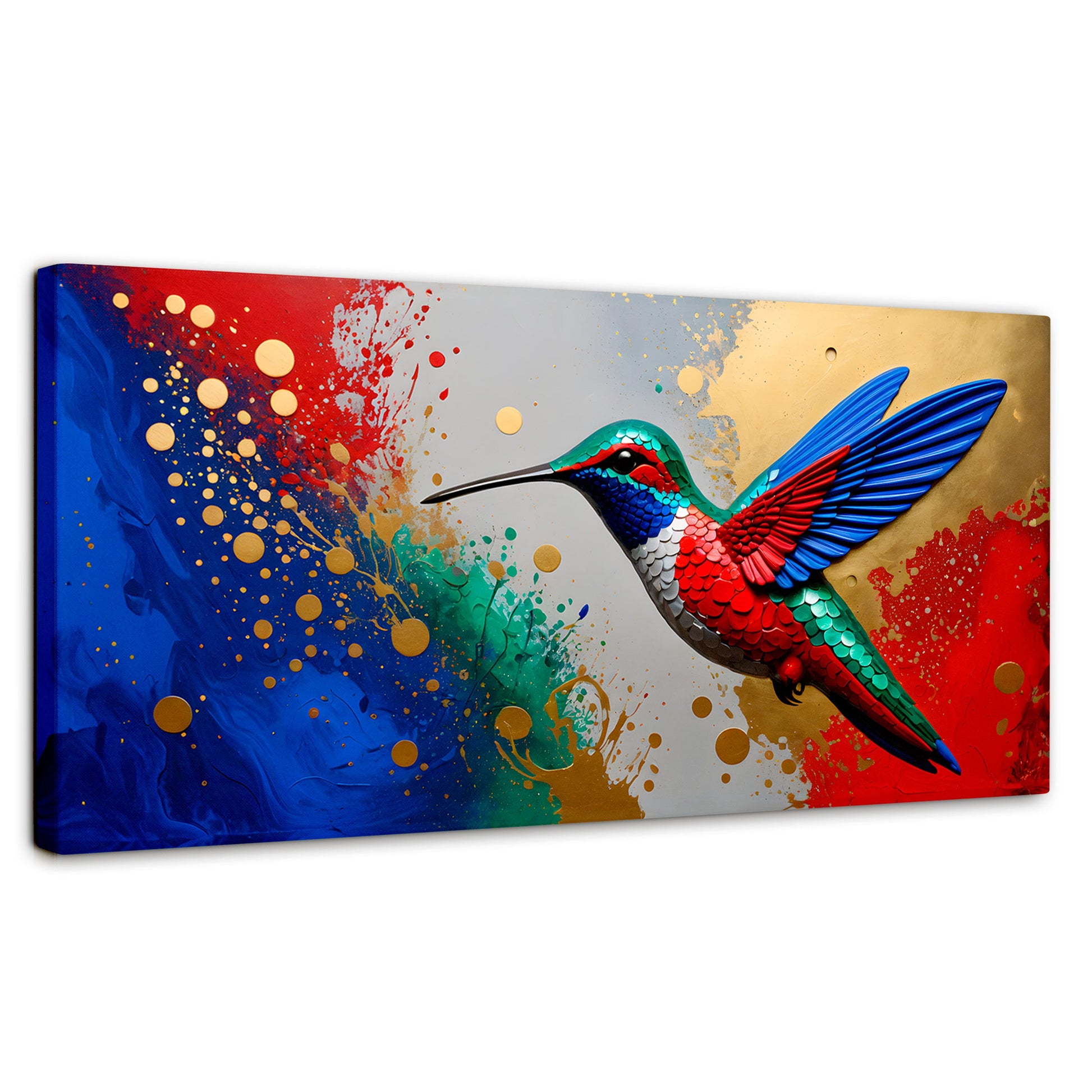 Cuadros Decorativos Canvas Revolution | Colibri Rocio Oro | Panoramico | Portada | Marco SinMarco