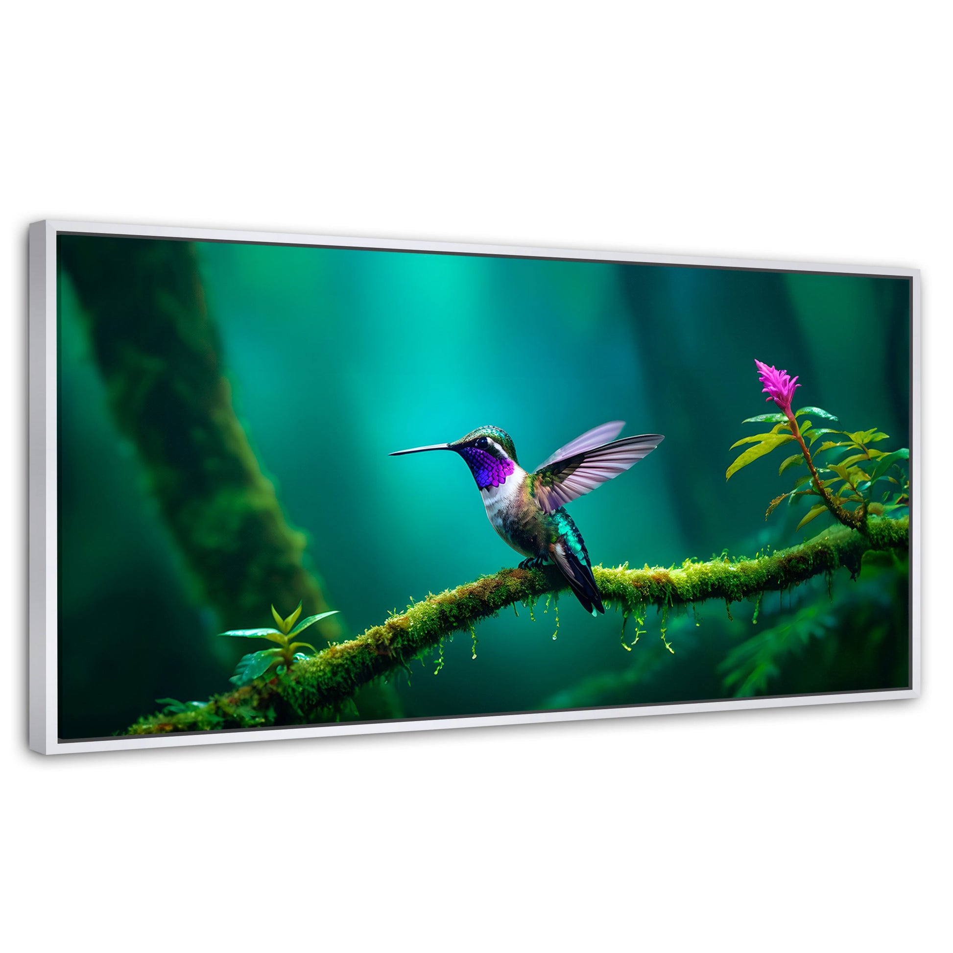 Cuadros Decorativos Canvas Revolution | Colibri Selvatico | Panoramico | Portada | Marco Dorado