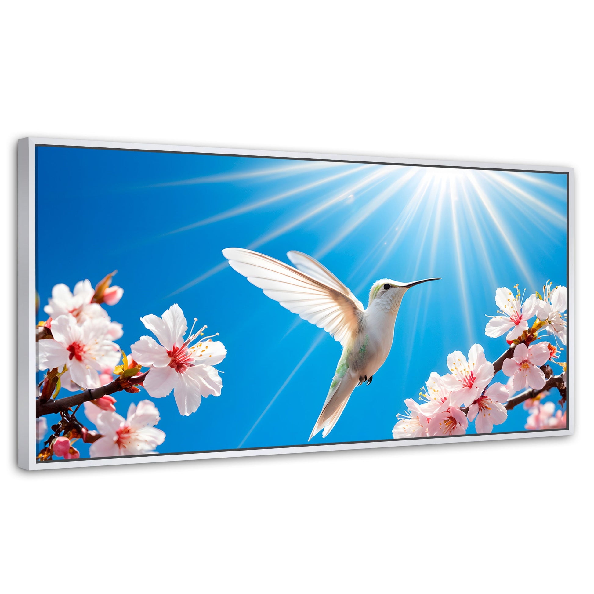 Cuadros Decorativos Canvas Revolution | Colibri Y Sol | Panoramico | Portada | Marco Dorado