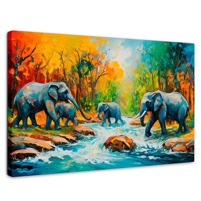 Cuadros Decorativos Canvas Revolution | Cruce Elefantes | Rectangular | Portada