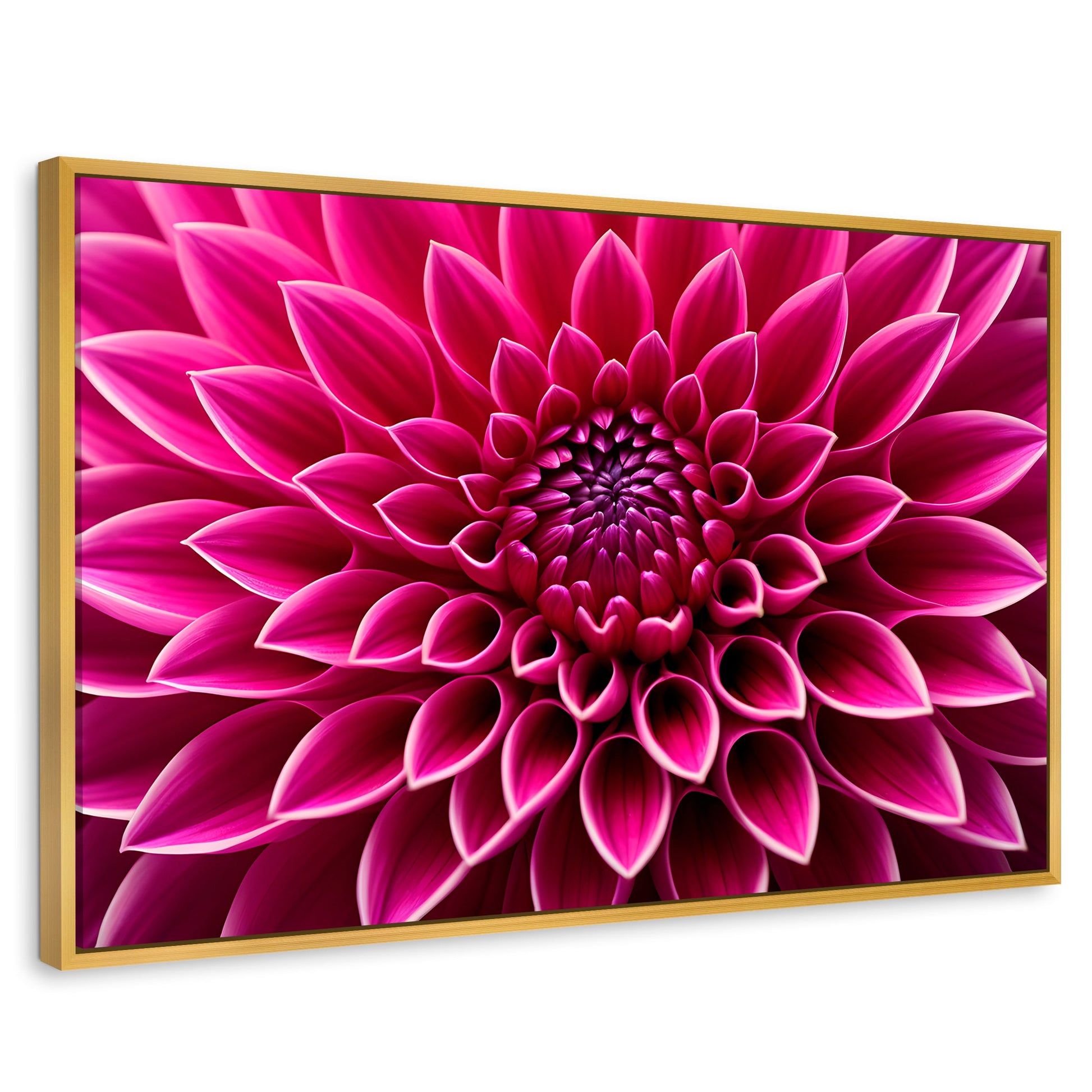 Cuadros Decorativos Canvas Revolution | Dalia Magenta Flor | Rectangular | Portada | Marco Dorado