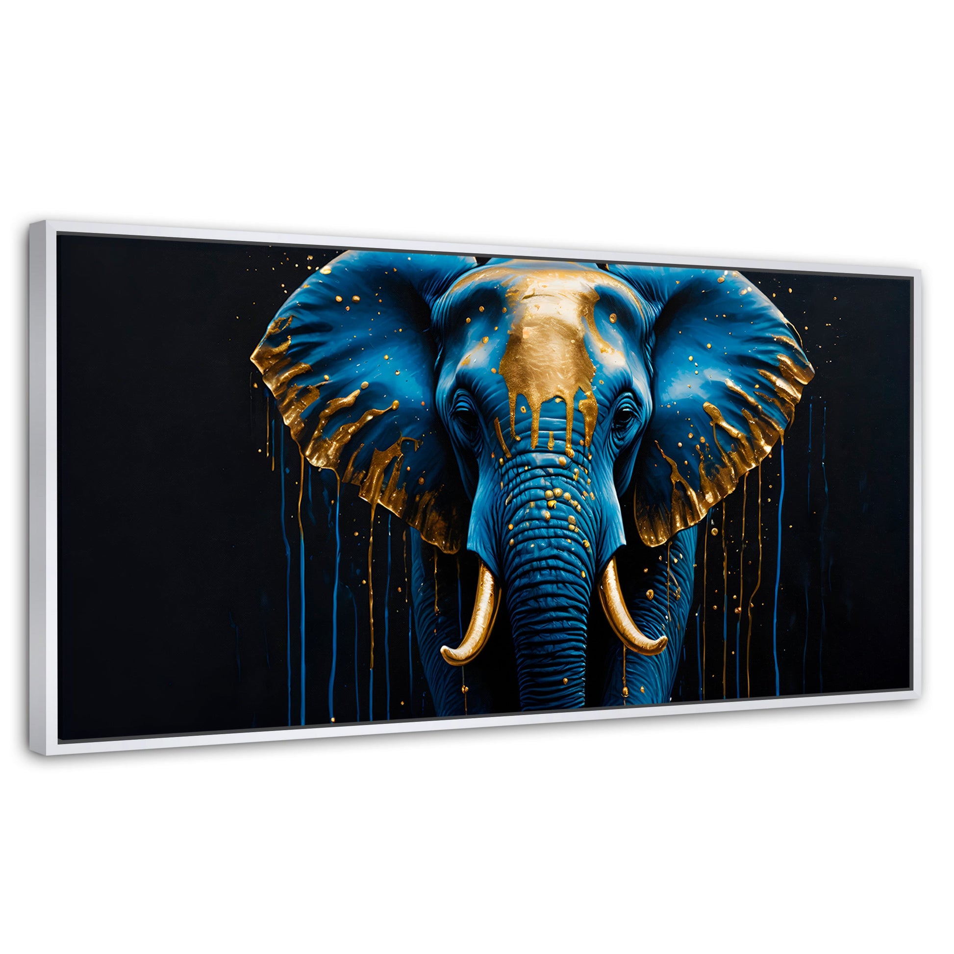 Cuadros Decorativos Canvas Revolution | Elefante Celestial | Panoramico | Portada | Marco Dorado
