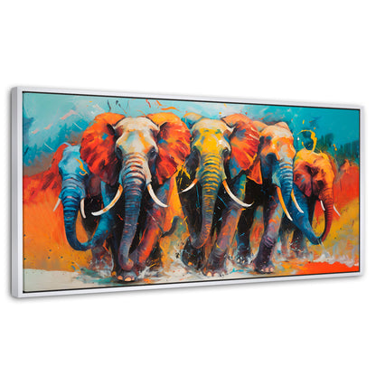 Cuadros Decorativos Canvas Revolution | Elefantes Corriendo | Panoramico | Portada
