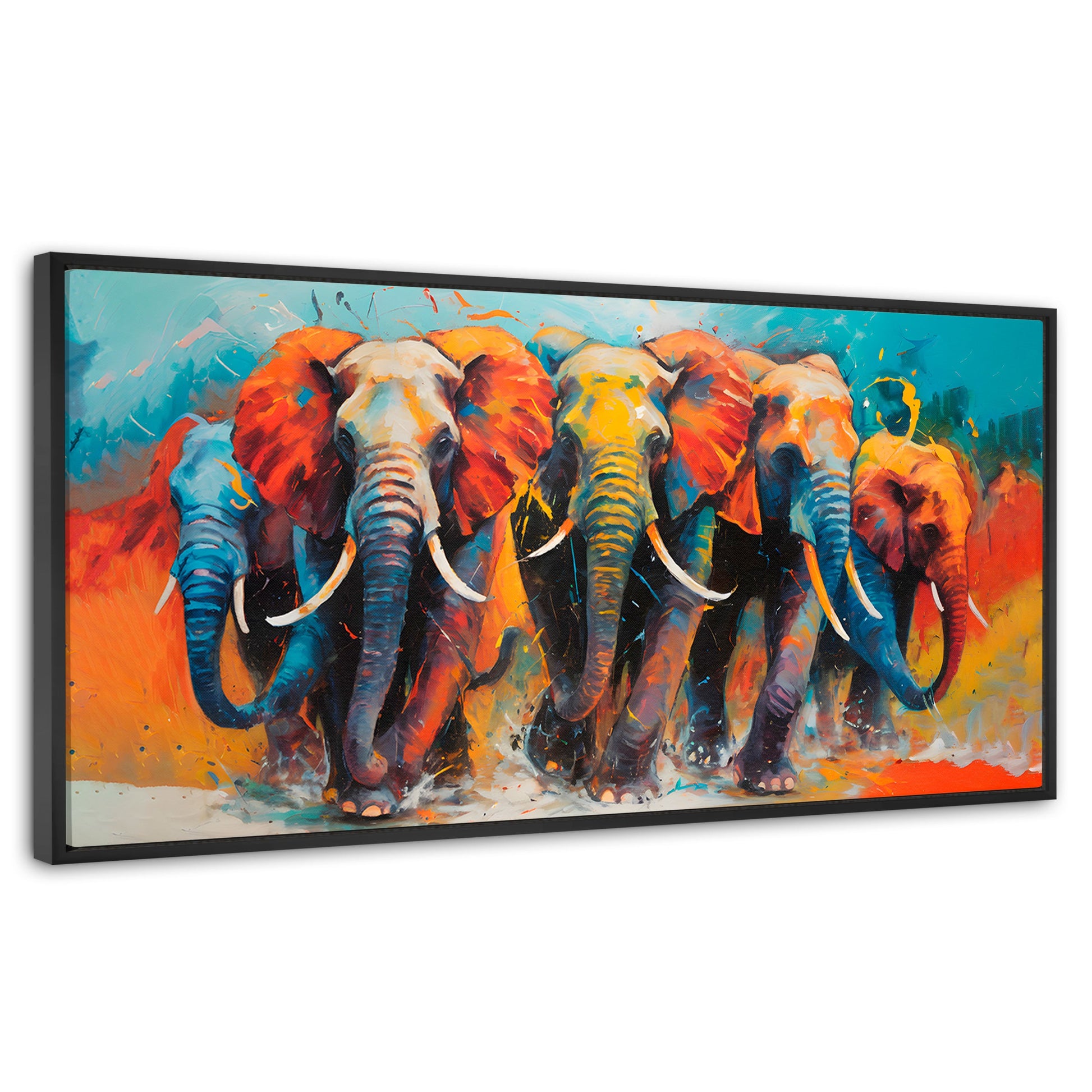 Cuadros Decorativos Canvas Revolution | Elefantes Corriendo | Panoramico | Portada