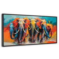Cuadros Decorativos Canvas Revolution | Elefantes Corriendo | Panoramico | Portada