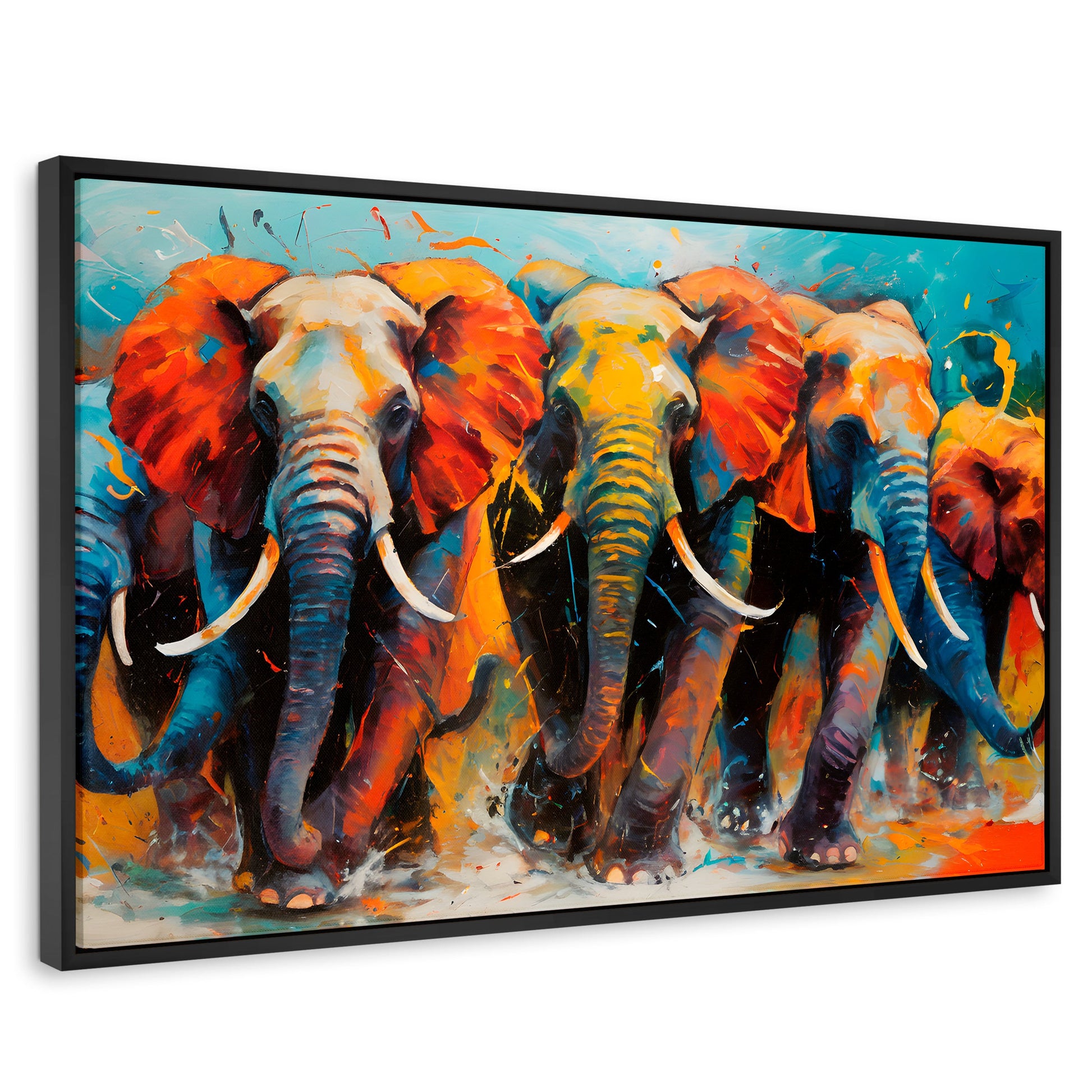 Cuadros Decorativos Canvas Revolution | Elefantes Corriendo | Rectangular | Portada