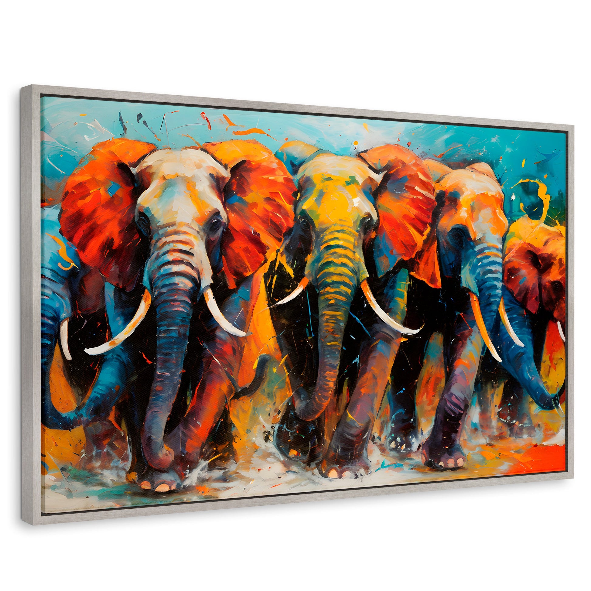 Cuadros Decorativos Canvas Revolution | Elefantes Corriendo | Rectangular | Portada