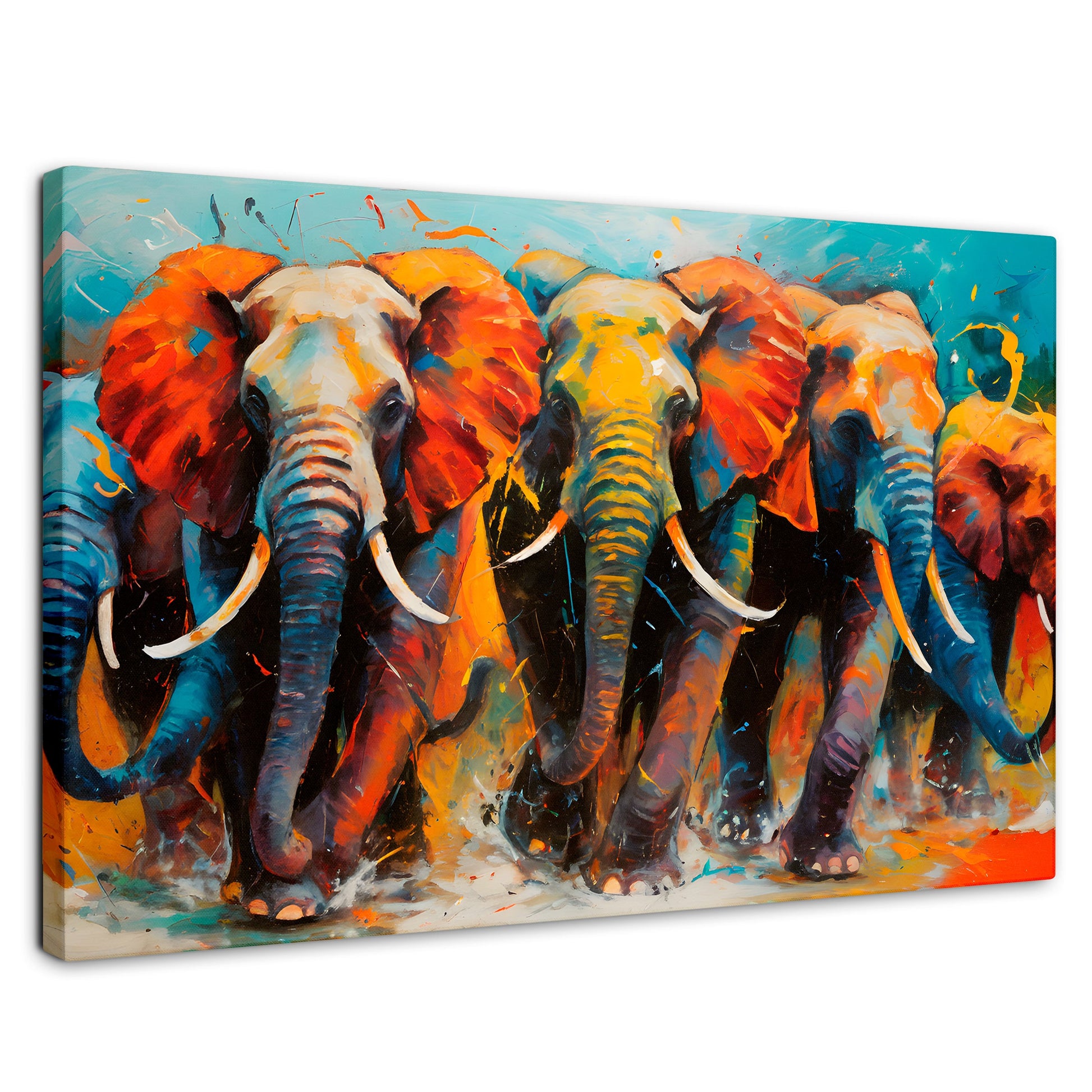 Cuadros Decorativos Canvas Revolution | Elefantes Corriendo | Rectangular | Portada