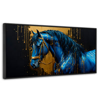 Cuadros Decorativos Canvas Revolution | Elegancia Azul Oro | Panoramico | Portada | Marco Plateado