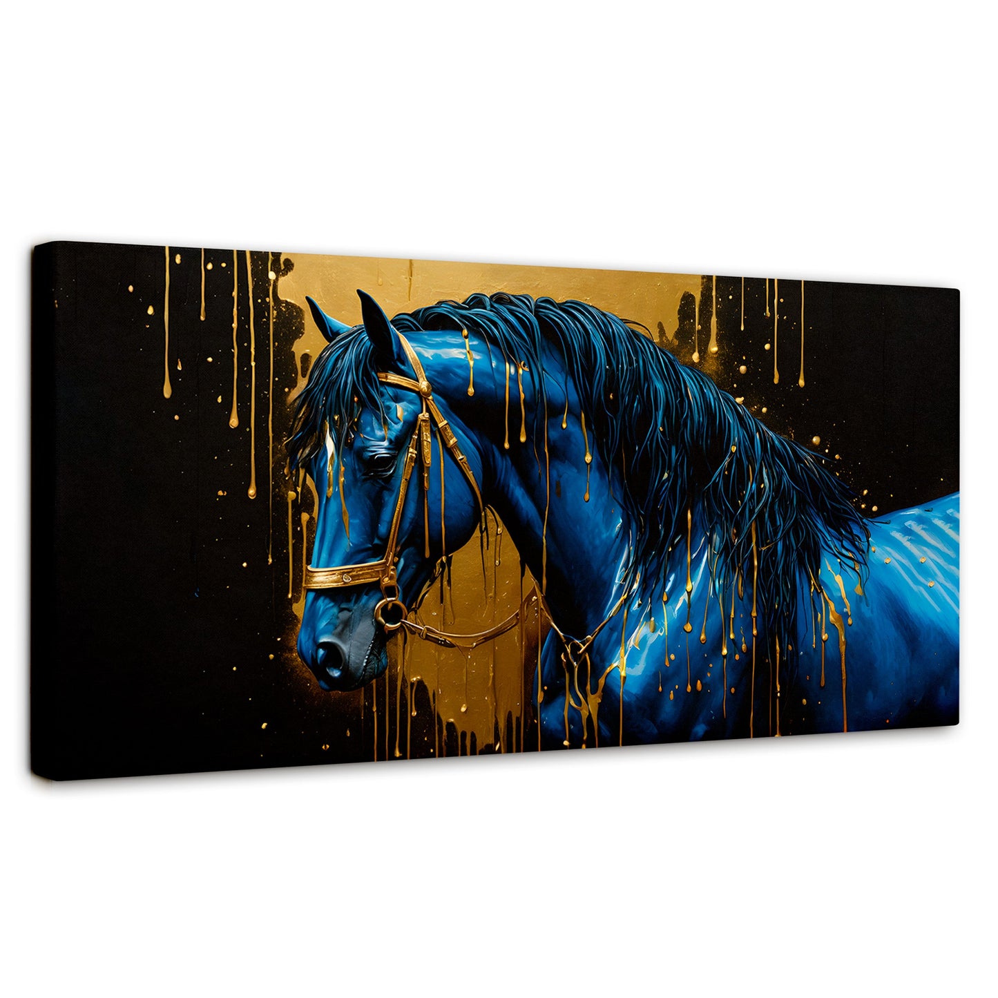 Cuadros Decorativos Canvas Revolution | Elegancia Azul Oro | Panoramico | Portada | Marco SinMarco