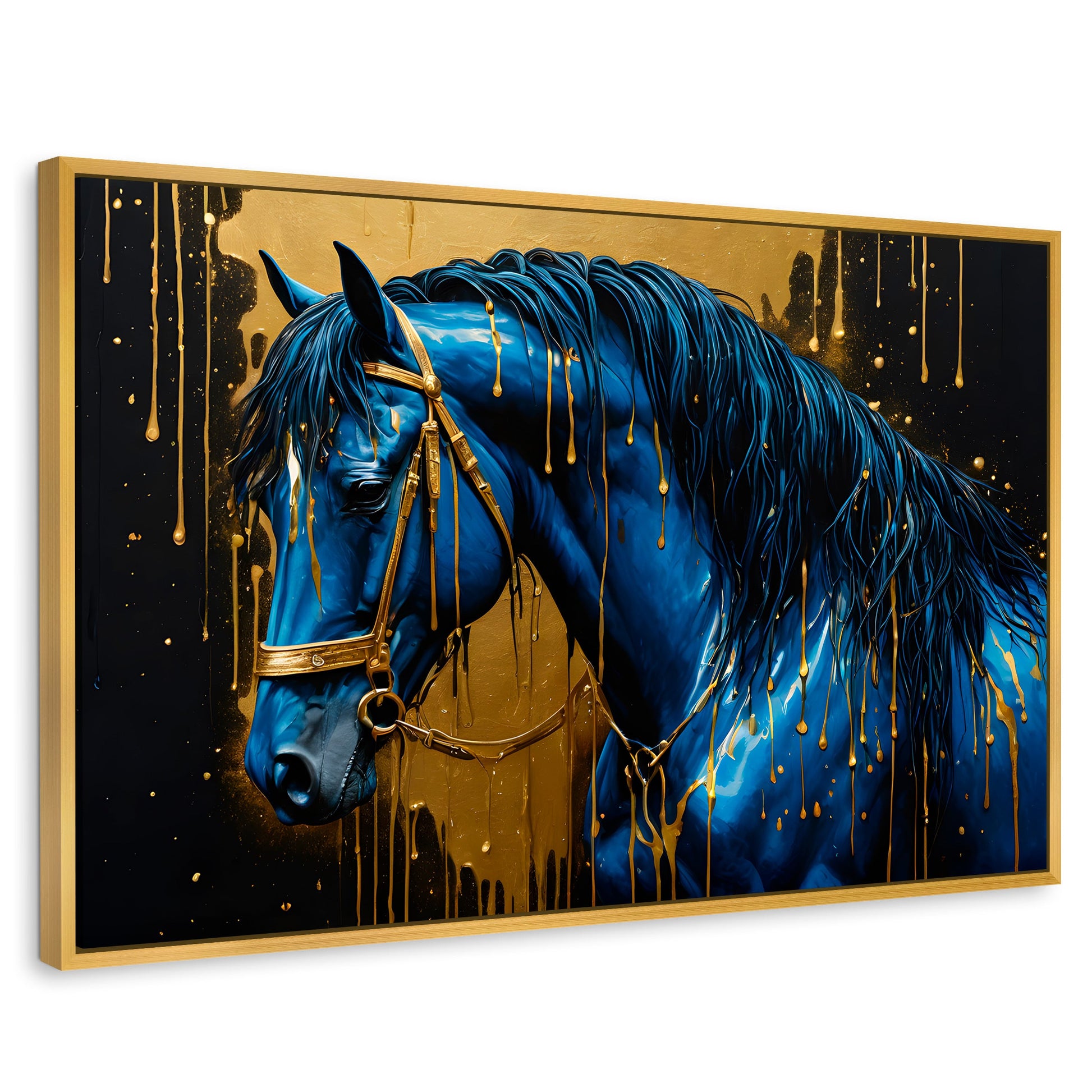 Cuadros Decorativos Canvas Revolution | Elegancia Azul Oro | Rectangular | Portada | Marco Dorado